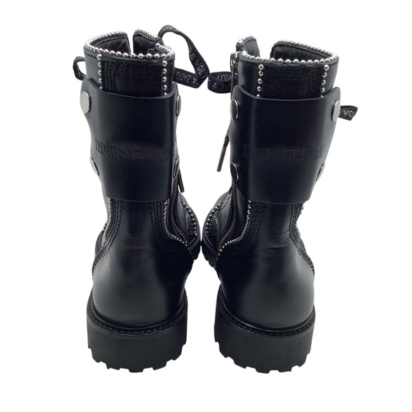 {Zadig & Voltaire} Women's Joe Round Toe Smooth Low-Heel Combat Boots - Picture 12 of 16